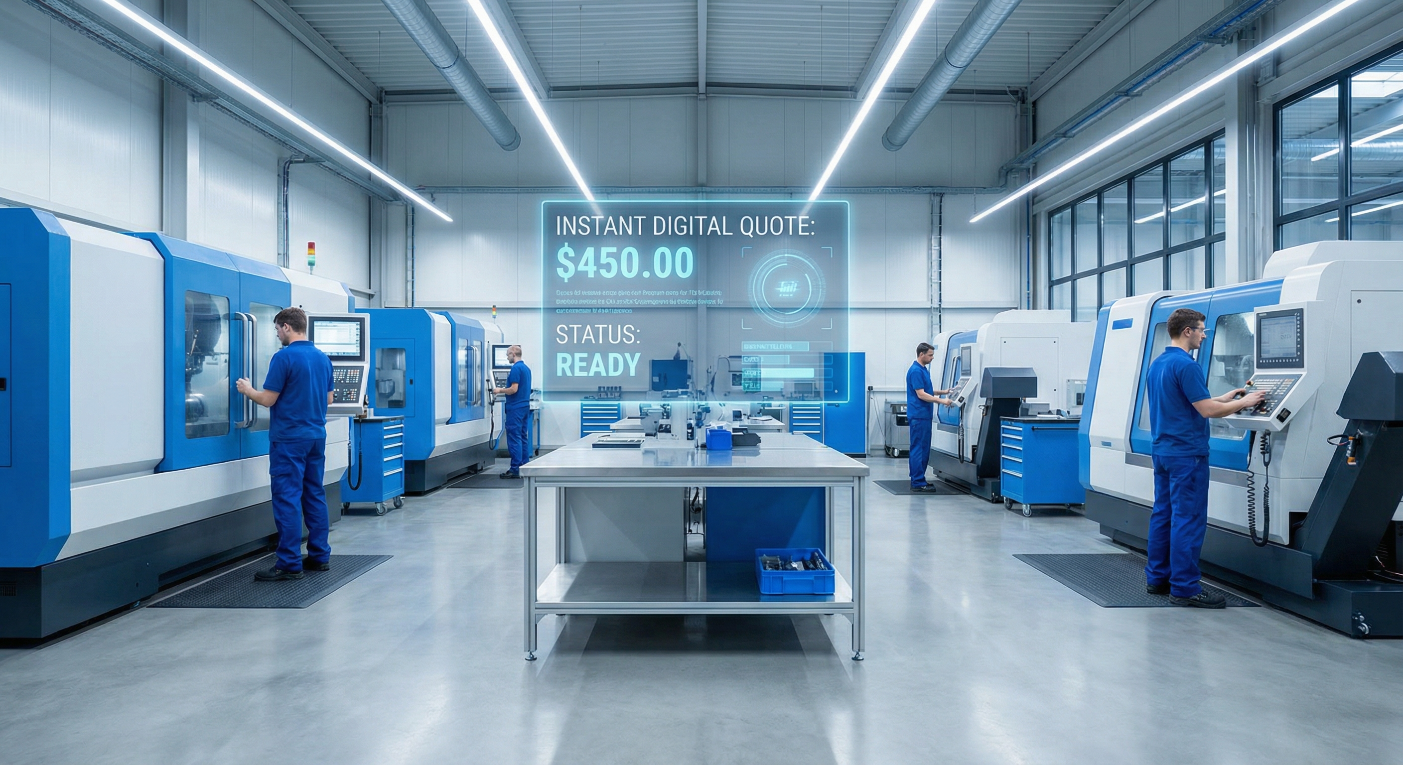 Modern manufacturing facility with digital quoting