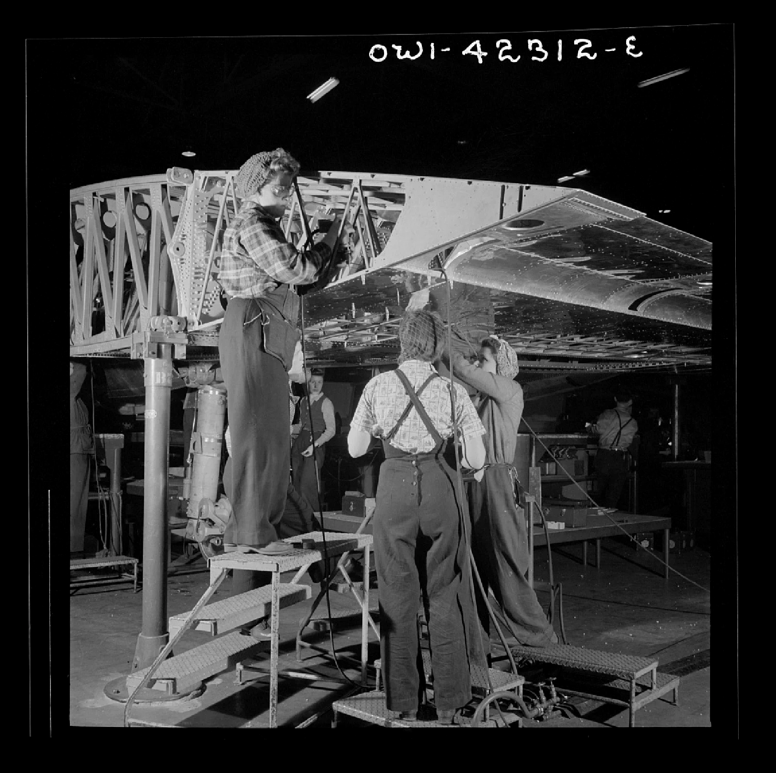 Women assembling a B-17F wing at Boeing's Seattle plant in December 1942.