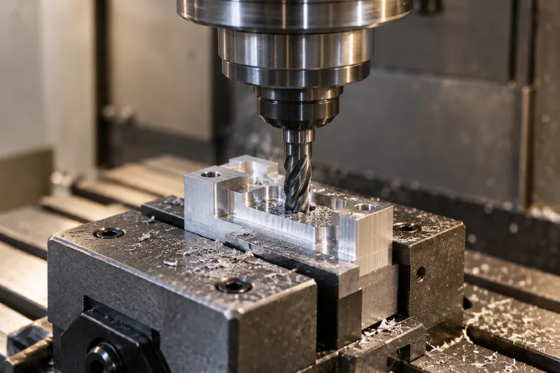 CNC machining process illustration.